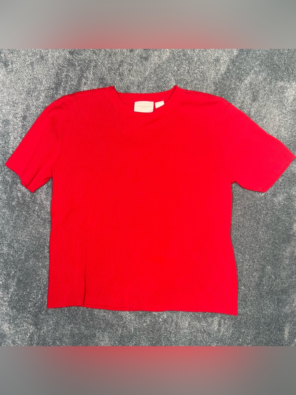 Vintage Liz Claiborne Lizsport Red Ribbed Sweater Top L
